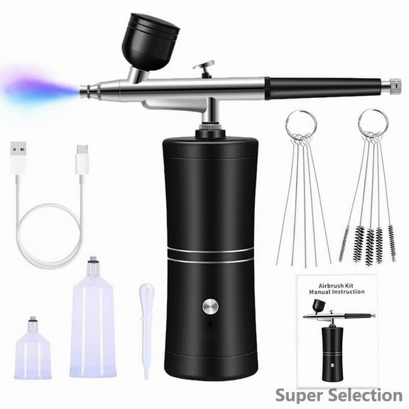 ​Portable Cordless Airbrush Kit With Compressor, Rechargeable USB Airbrush Gun For Model Painting, Nail Art, Cake Decoration, Makeup, 3 Adjustable Pressure Settings​,Side Feed