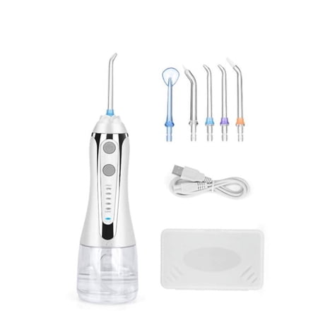 Portable Cordless Dental Floss Oral Irigator with 5 Nozzles IPX7 Waterproof Rechargeable Gravity Ball Design Tooth Cleaner