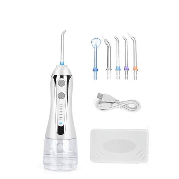 Portable Cordless Dental Floss Oral Irigator with 5 Nozzles IPX7 Waterproof Rechargeable Gravity Ball Design Tooth Cleaner