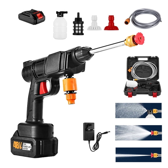 Cordless Pressure Washer, DFITO 435 PSI Portable Power Cleaner with 2 Batteries, 2 Nozzles, 16ft Hose Cordless Jet Washers, for Cars/Floors/Gardens