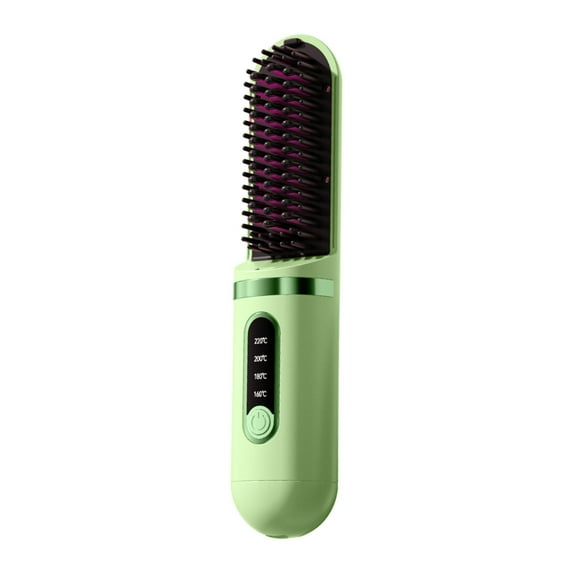 Portable Cordless Hair Straightener Brush for Women – Mini Negative Ion Hot Comb with 4 Temperature Settings Fast Heating and 30- Auto Shut Off for Travel Use