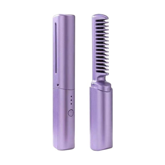Portable Cordless Hair Styling Comb, Anti-Static Heat-Conducting, Rechargeable, Ergonomic Handle for All Hair Types (Purple)