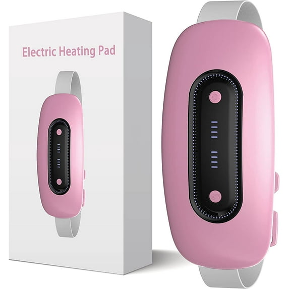 Portable Cordless Menstrual Heating Pad, Electric Waist Belt Device, Fast Heating Pad with 4 Heat Levels and 4 Massage Modes, Heating Pad for Cramps,Back or Belly Heating Pad for Women and Girl,Pink