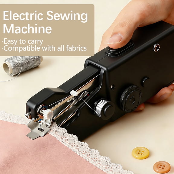Portable Cordless Mini Sewing Machine (Black) Automatic Electric Sewing Machine: Compact, Easy to Operate, Ideal for DIY Projects, Travel, Clothing Repairs, and Fabric Sewing