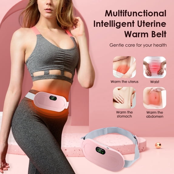 Portable Cordless Period Heating Pad, Heating Belt for Menstrual Cramps with 3 Heat Levels 4 Massage Modes, NTC Safe Temperature Control, Auto Timer, Birthday Christmas Gift for Women Mom Wife