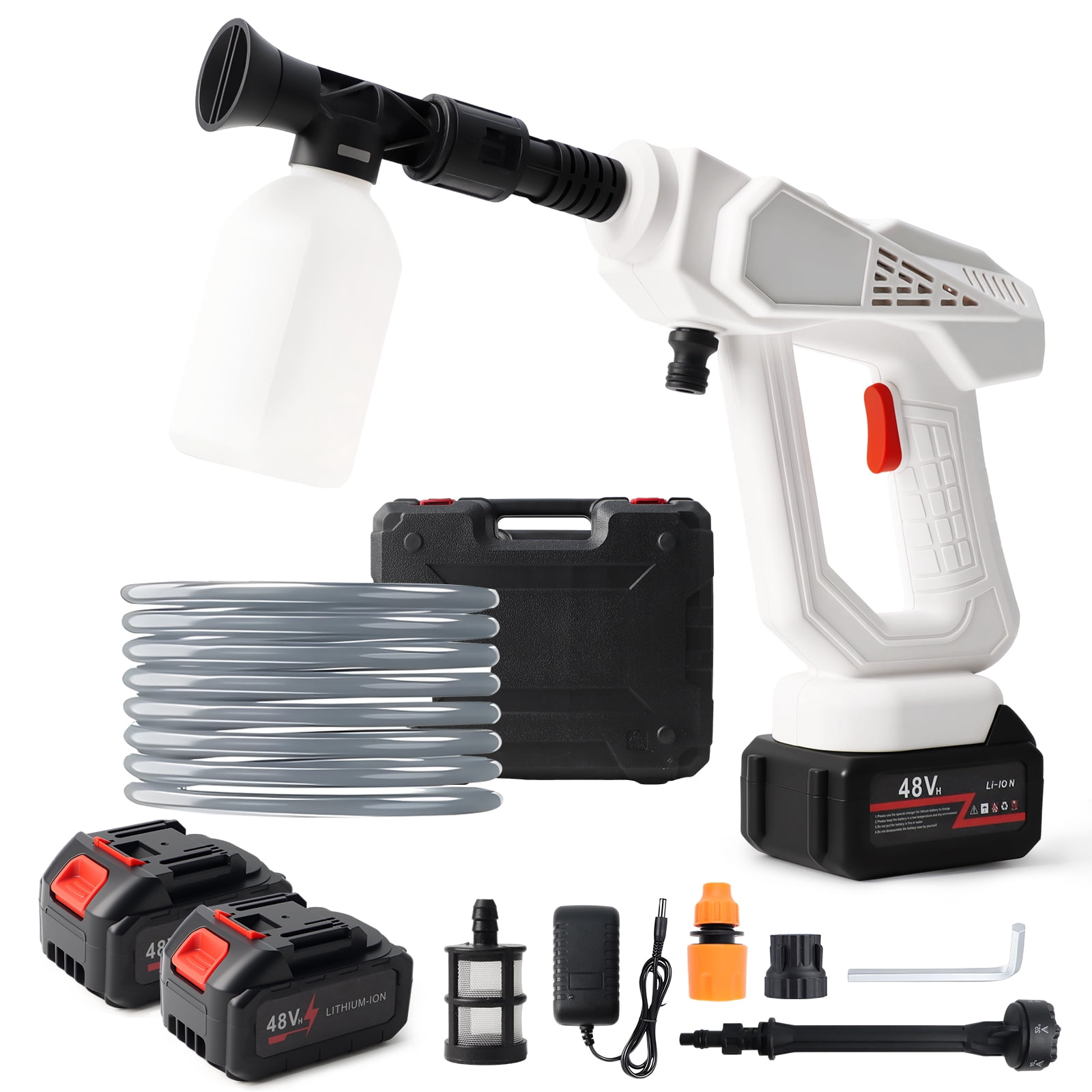 Portable Cordless Pressure Washer, 870 PSI Handheld High-Pressure Water Spray Wash Battery Powered Pressure Washer with 6-in-1 Nozzle for Garden Car Floor Yard Fence Wall Cleaning