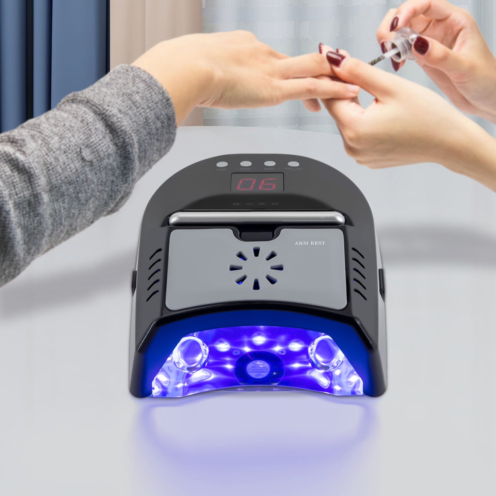 Portable Cordless UV LED Nail Lamp - 72W, Rechargeable, with Timable LCD Display for Fast Drying, Safe & Efficient At Home or Salon