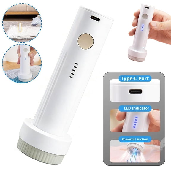 Portable Cordless Vacuum Storage Bag Pump Rechargeable Type C Mini Air Compression Sealer 1500mAh Battery Handheld Space Saving Tool