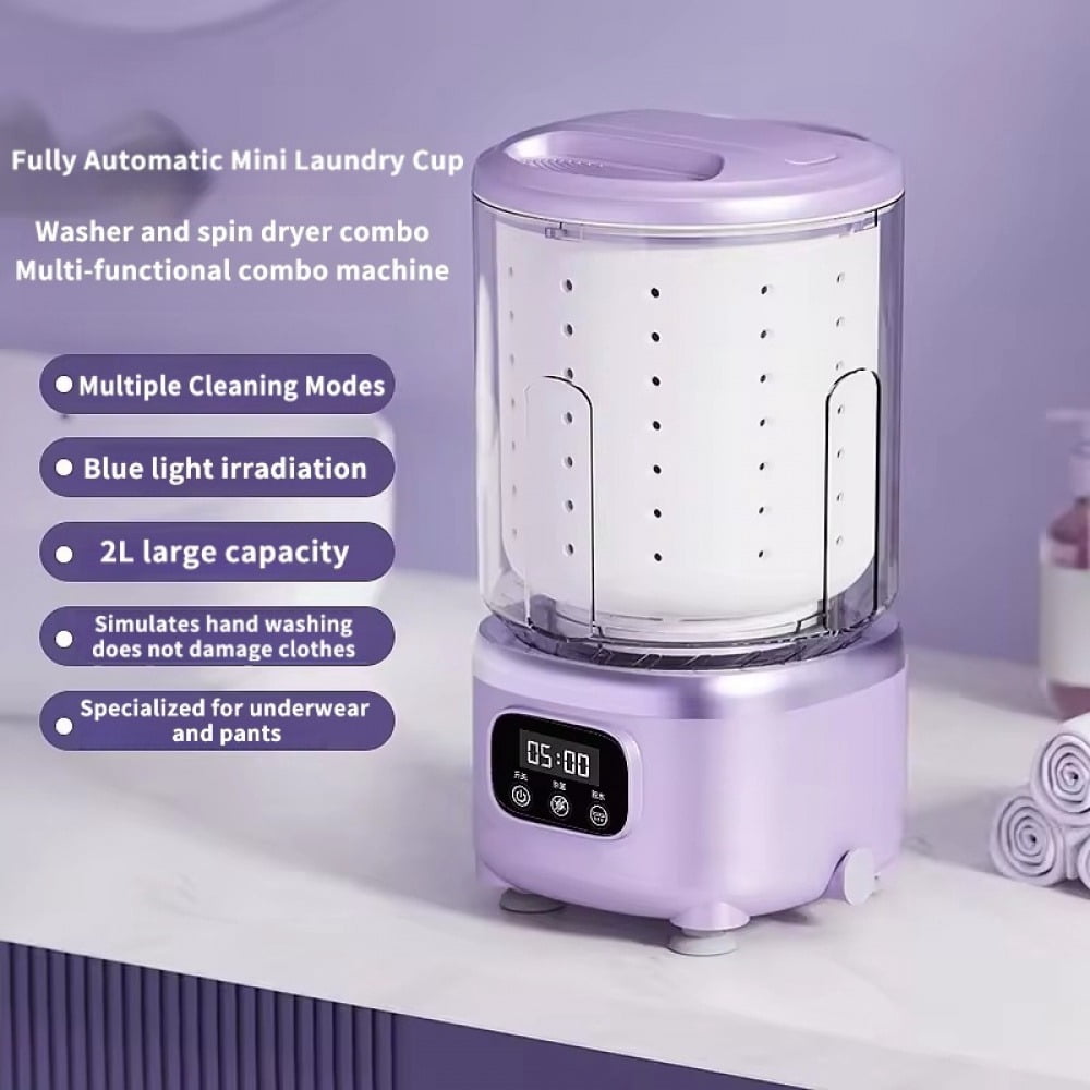 OUMASK Portable Cordless Washer, 3000mAh Battery with Spin-Dry, 2L, Purple