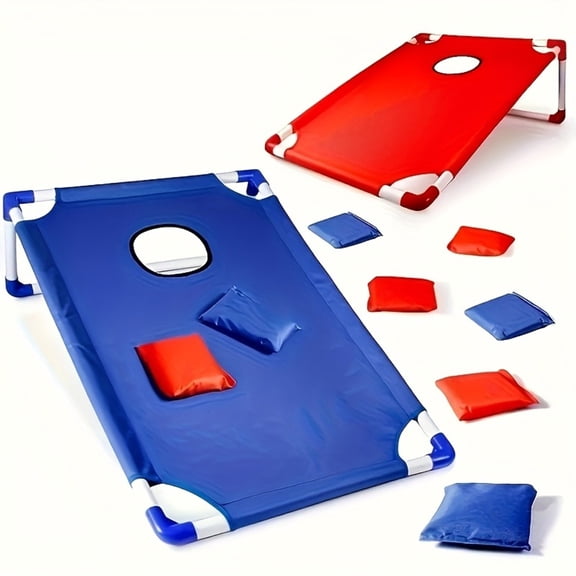Portable Cornhole Board Set with 6 Bean Bags Corn Hole Toss Game Cornhole Games for Indoor and Outdoor Parties, Ideal for Kids, Adults, Camping Travel, Parties, Beach, Yard (Blue)