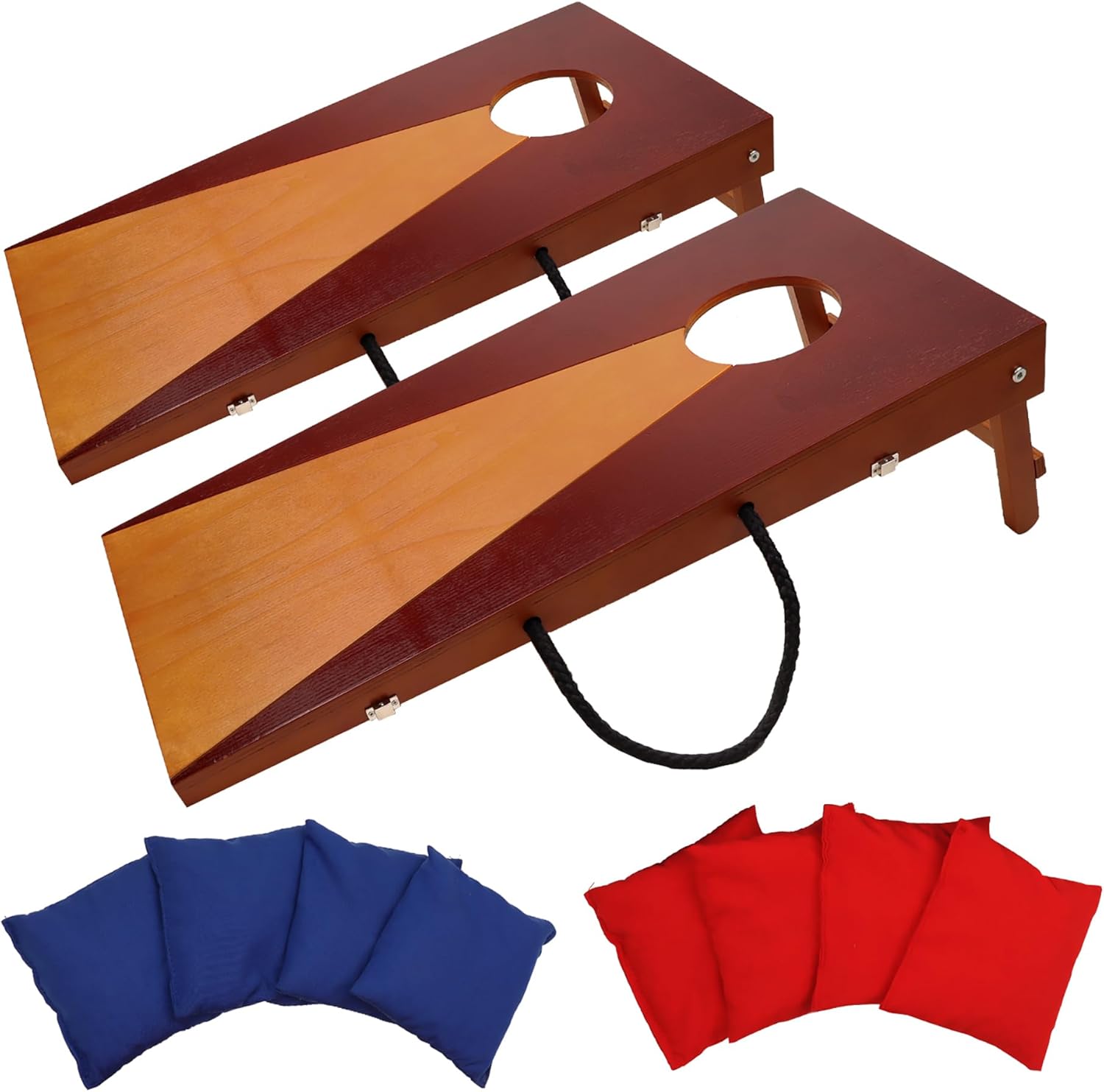 Set Gioco Cornhole 2x3 Professionale – 2 Tavole In Legno Pieghevoli E 8 Sacchetti – Antigraffio E Portatile - 3