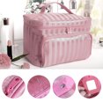 thumbnail image 1 of Portable Cosmetic Bag, Large Capacity Travel Makeup Bag, Pink Storage Handle Organizer For Women Girls With Handle and Divider, 1 of 7