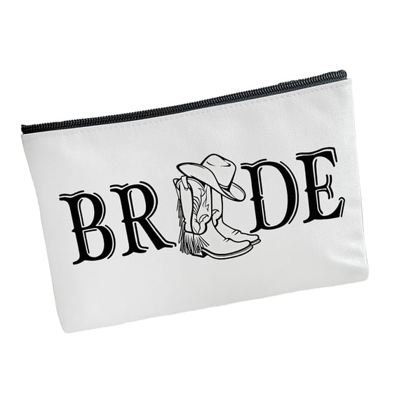 Portable Cosmetic Makeup Bag for Bachelorette Parties Canvas Organizers Western Boot Themed Travel Essential