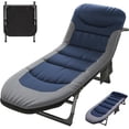 thumbnail image 1 of Portable Cot for Camping Adult, Folding Camping Cot with Thick Mattress, Pillow, Adjustable Cots for Sleeping with Pad, 26" Wide, Outdoor Lounge Chair for Home Office Nap Beach Travel Hiking (Blue), 1 of 7
