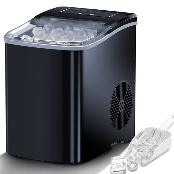 Portable Counter Top Self Cleaning Ice Maker Machine - 26lbs/24Hours with Ice Scoop, Basket, Black