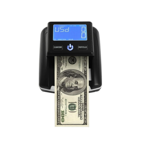 Portable Counterfeit Bill Detector, Rechargeable Any Way Direction, USD/EUR Bill Checker Machine, Accurate Money Detector for Car/Office/Home with Total Value Display