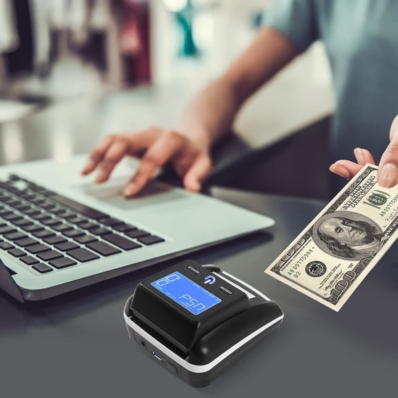 Portable Counterfeit Bill Detector, Rechargeable Any Way Direction, USD/EUR Bill Checker Machine, Accurate Money Detector for Car/Office/Home with Total Value Display