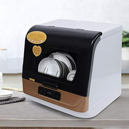Portable Countertop Dishwasher, 4 Programs, 30-50 minutes Washing Time, High-Temp&Air-Dry Function, 1200W Dishwasher for Apartments&RVs (Gold)