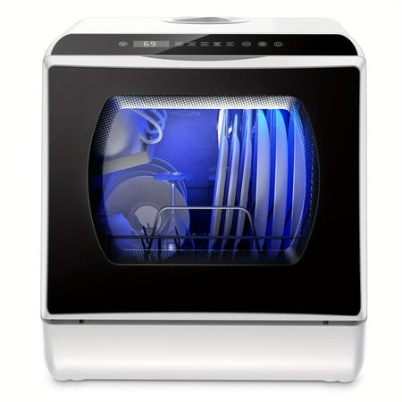 Portable Countertop Dishwasher with 5L Built-in Water Tank & Air-Dry, 5 Washing Programs, Compact Modern Space-Saving High-Performance for Busy Professionals