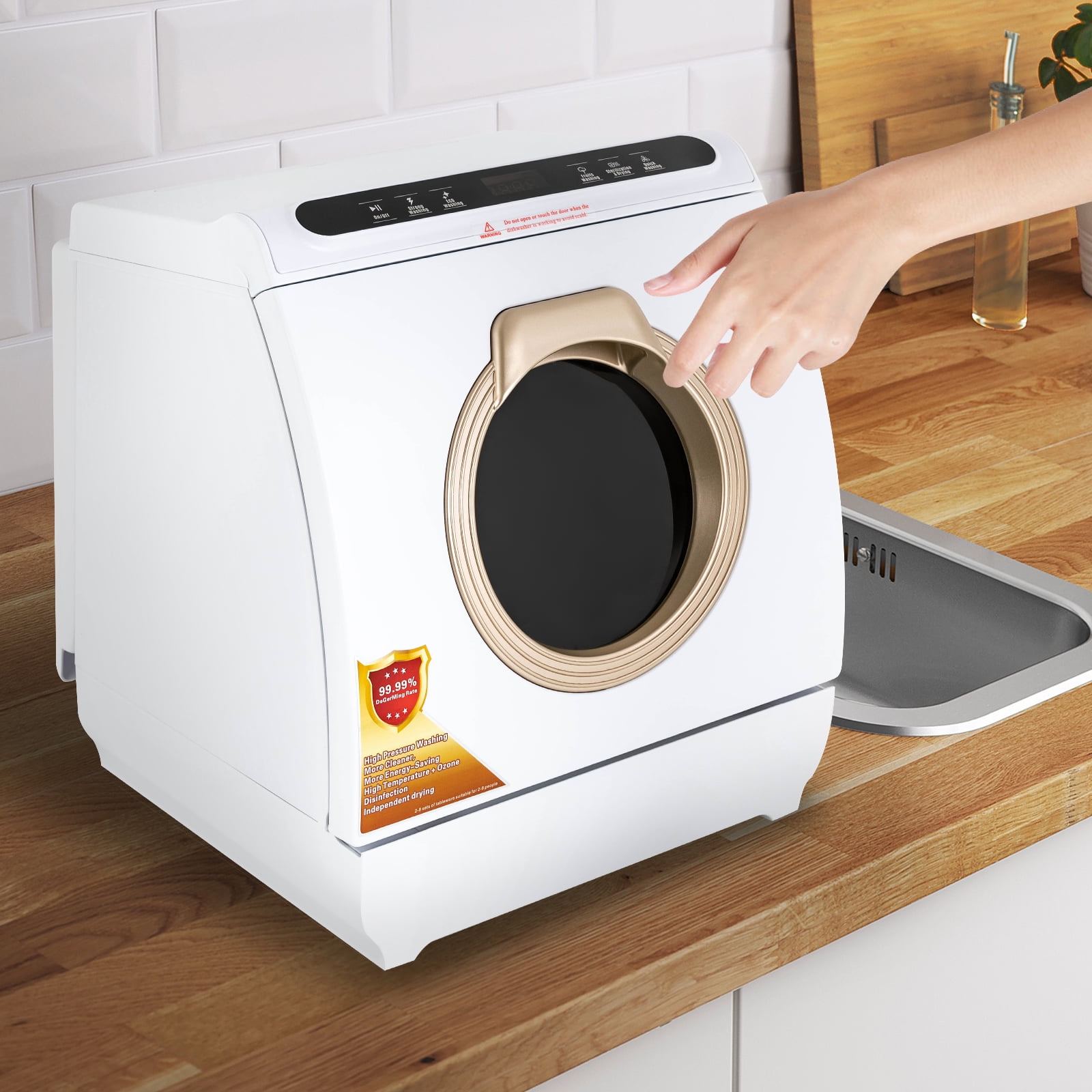 Portable Countertop Dishwasher, Compact Mini Dishwasher with 7L Built