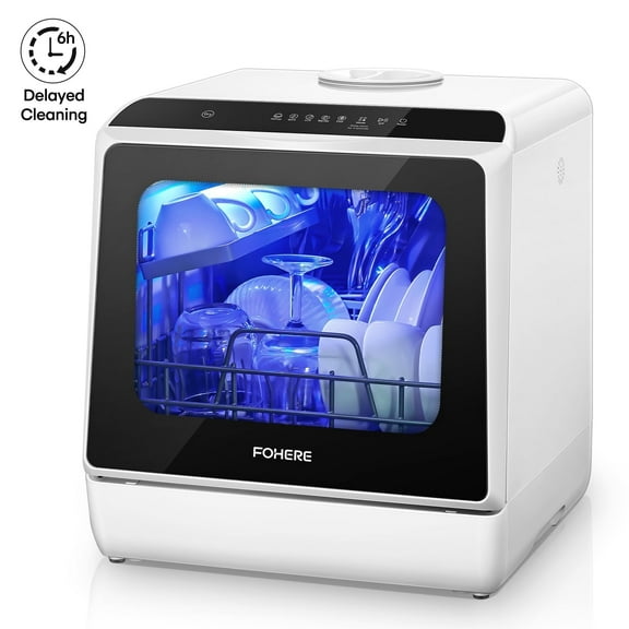 Countertop Dishwasher with Timeing Function, 6 Programs, 360Dual Spray, 167 High-Temp, Mini Portable Dishwasher for Home,Apartments,RVs