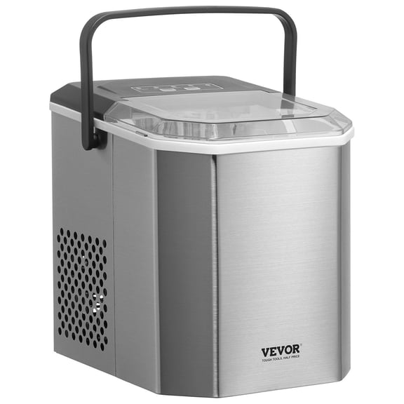 Portable Countertop Ice Maker, 26 lbs/24H, Self-Cleaning, with Ice Scoop and Basket, for Home Kitchen Bar Party, Silver