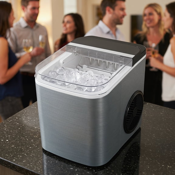 Portable Countertop Ice Maker 26LBS 24H Bullet Ice Machine 9 Cubes in 6 Mins Self Cleaning Ice Cube Maker with Basket Scoop for Home Kitchen Office RV