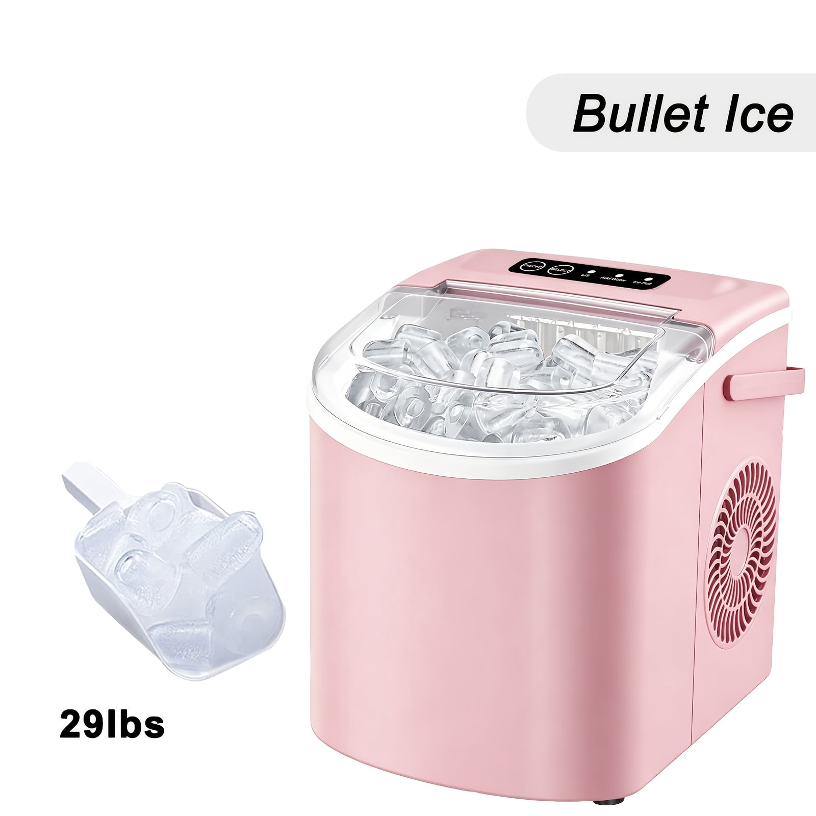 Portable Countertop Ice Maker with Handle 26lbs Per Day Makes 9 Ice Cubes in 6 Minutes Self-Cleaning Ice Machine with Ice Basket and Scoop for Home Kitchen Office