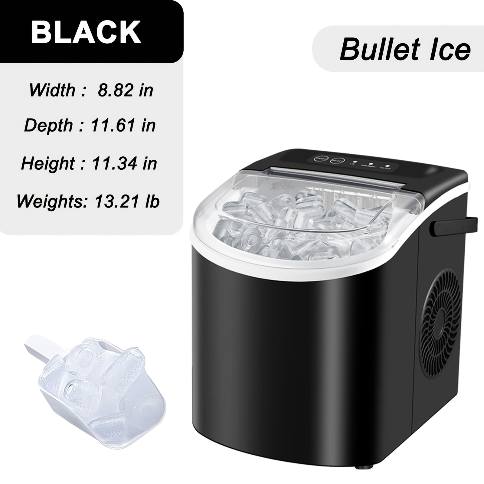 Portable Countertop Ice Maker with Handle 26lbs Per Day Makes 9 Ice Cubes in 6 Minutes Self-Cleaning Ice Machine with Ice Basket and Scoop for Home Kitchen Office