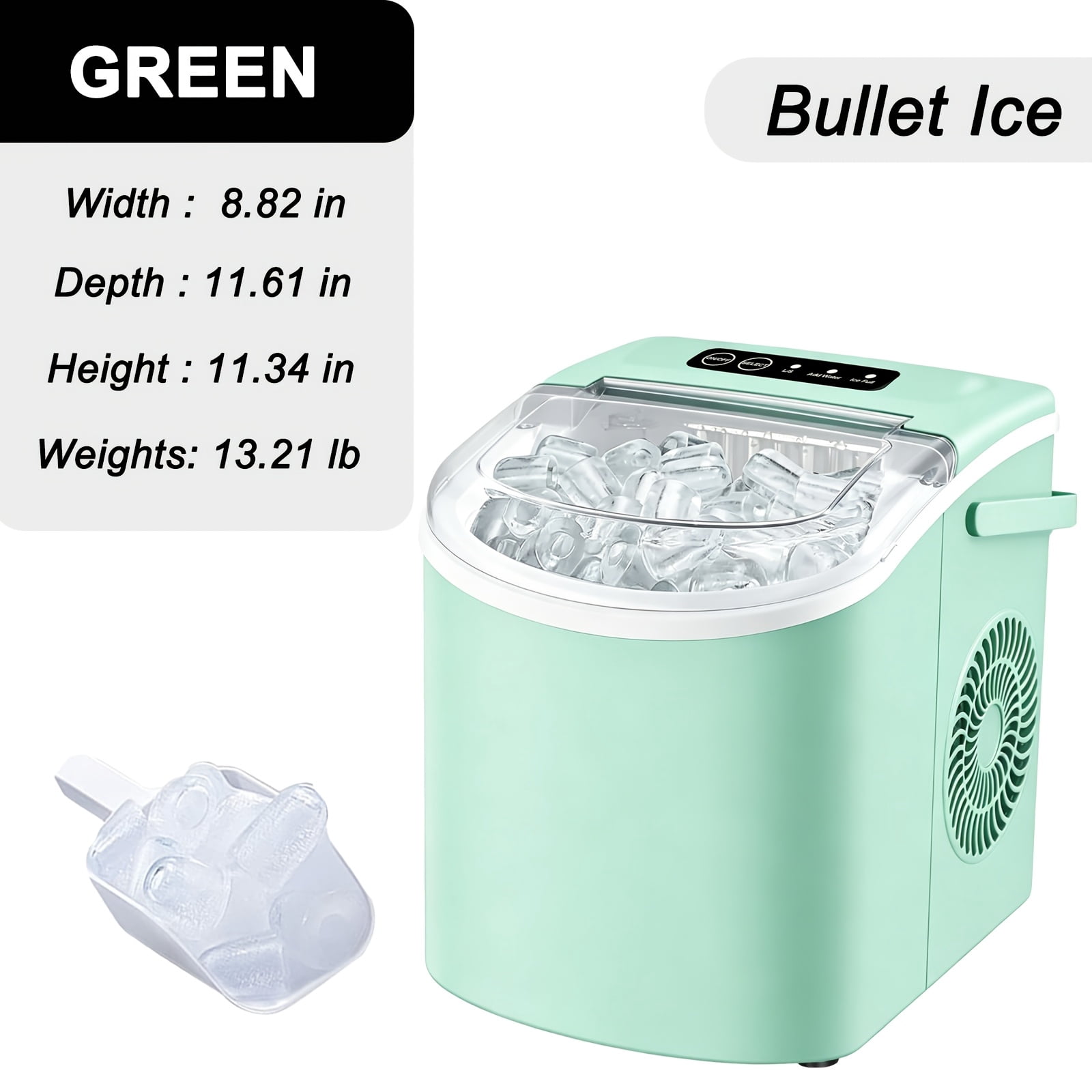Portable Countertop Ice Maker with Handle 26lbs Per Day Makes 9 Ice Cubes in 6 Minutes Self-Cleaning Ice Machine with Ice Basket and Scoop for Home Kitchen Office