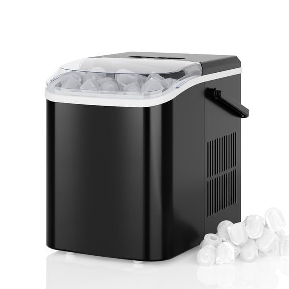 Portable Countertop Ice Maker Machine, 9 Bullet Ice Cubes Ready in 6 Minutes, Self-Cleaning, Quiet Compact Ice Maker with Handle for Home, Kitchen, Office, RV & Camping