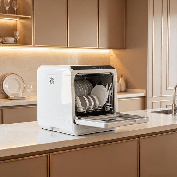 Portable Countertop Mini Dishwasher with 1.6 Gal Water Tank, 5 Wash Programs, Air-Dry Function, 17.7 in Wide, for Apartments and RVs