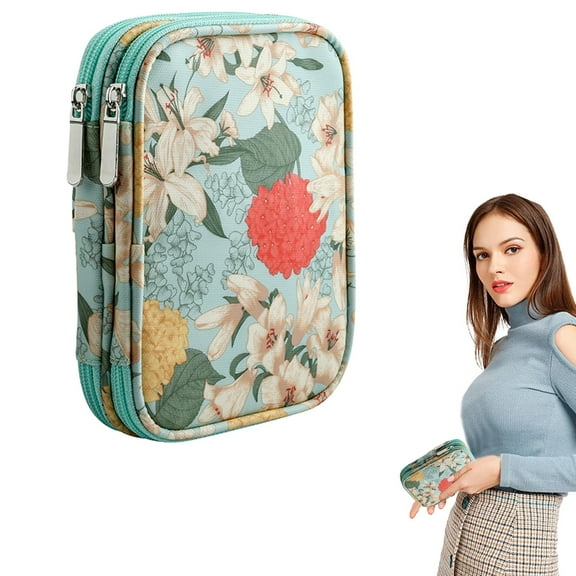 Portable Crochet Hooks Case with Zipper,Empty Storage Bag Organizer with Pockets and Needle Slots for Travel,Crochet Bag,Crochet Organizer,GN2,1PC