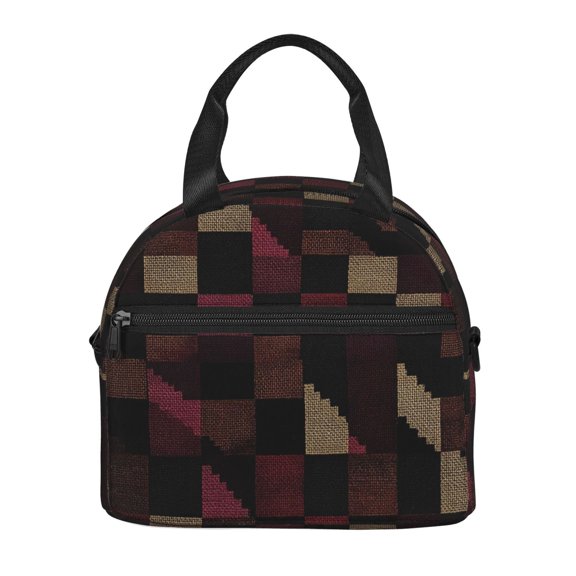 Portable Cross-Body Insulated Lunch Bag 957.8in Waterproof And Wear-Resistant Can Be Reused For Picnic Work Out Use Darkvoilet Houndstooth Checkered_3