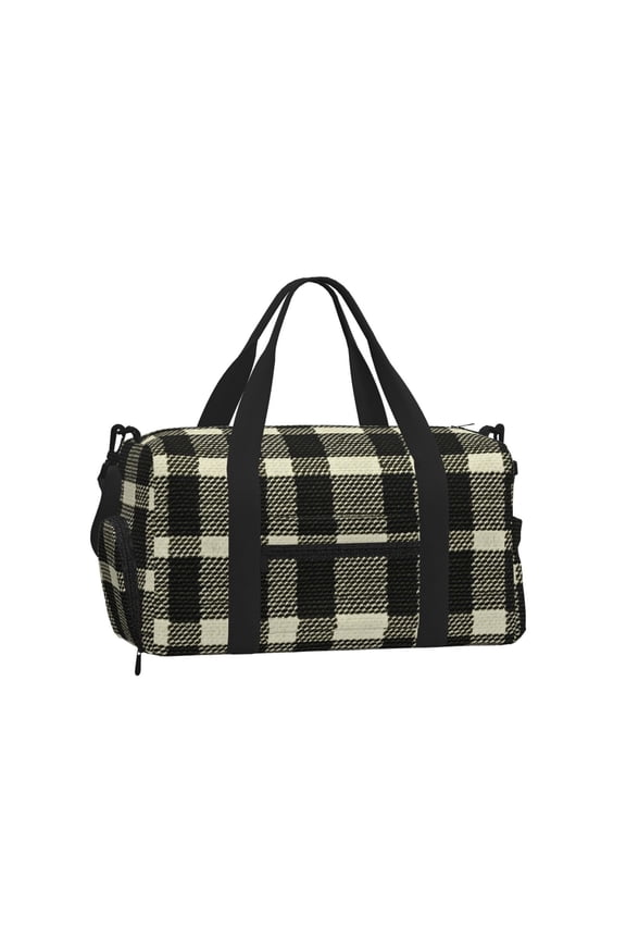 Portable Cross-Body Sports Luggage 17.79.8in With Shoes Warehouse Light And Strong Waterproof Tear Resistant Olive Houndstooth Buffalo Plaid Tartan Check Scotland_3