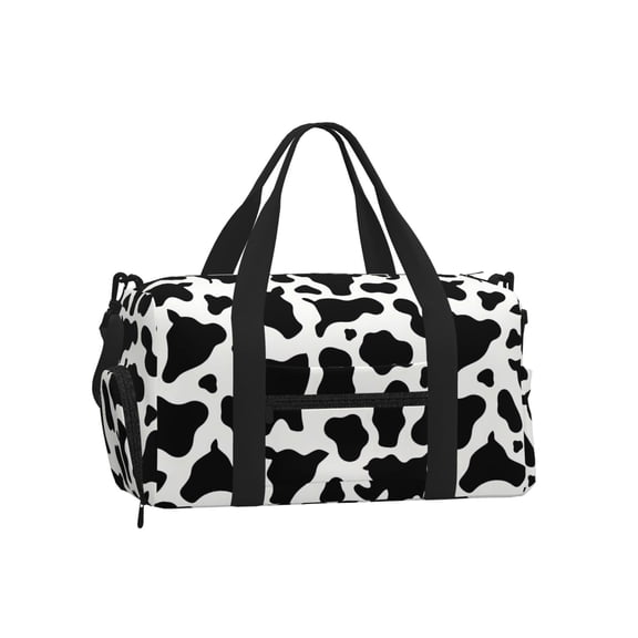 Portable Cross-Body Sports Luggage 17.79.8in With Shoes Warehouse Light And Strong Waterproof Tear Resistant Simple Cow Print Pattern, Vector Art Style_4