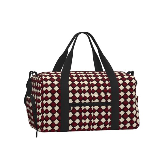 Portable Cross-Body Sports Luggage 17.79.8in With Shoes Warehouse Light And Strong Waterproof Tear Resistant Crimson Modern Houndstooth Texture_1
