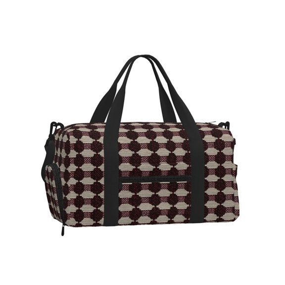 Portable Cross-Body Sports Luggage 17.79.8in With Shoes Warehouse Light And Strong Waterproof Tear Resistant Crimson Modern Houndstooth Texture_3
