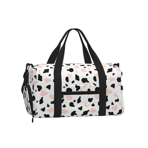 Portable Cross-Body Sports Luggage 17.79.8in With Shoes Warehouse Light And Strong Waterproof Tear Resistant Simple Cow-Print Pattern1_2