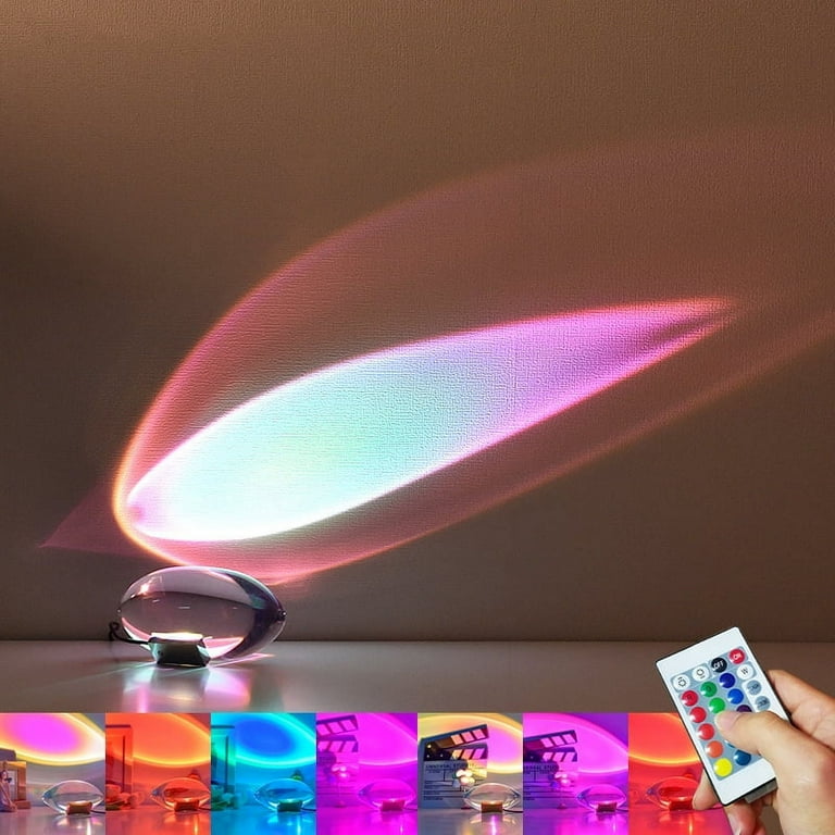 Portable Crystal Projection Lamp Angel Eyes Crystal Bedside Lamp with Remote Control 7 Color Projection Night Light for Room Decor Desk