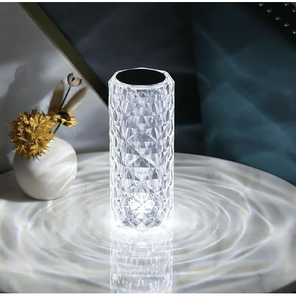 Portable Crystal Table Lamp 3 Color Touch Control Rechargeable Lamp Crystal Bedside Lamp Night Light Room Decor Desk Lamp Bedroom Living Room Kitchen Dining Room Lamp (3-Color Rose)