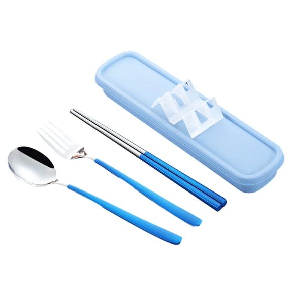 Portable Cutlery Set, Reusable Camping Utensils, Stainless Steel Fork Spoon Chopsticks with Organizer Case, Easyto Clean Durable Travel-Friendly Lunch Work Outdoor