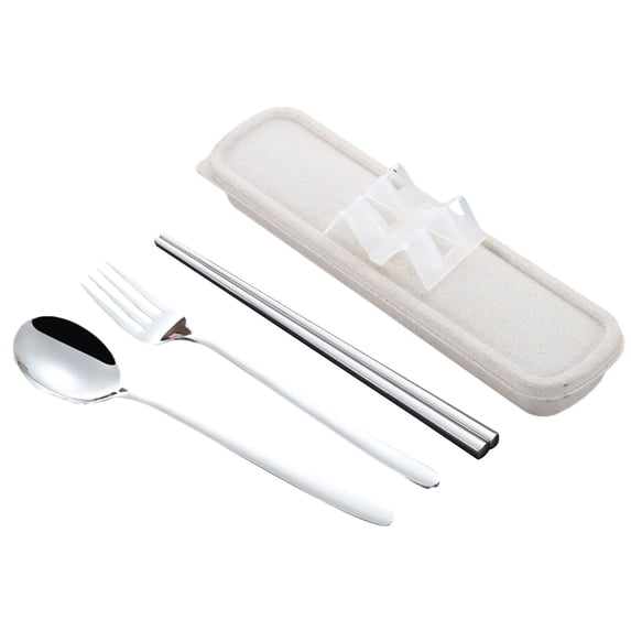 Portable Cutlery Set, Reusable Camping Utensils, Stainless Steel Fork Spoon Chopsticks with Organizer Case, Easyto Clean Durable Travel-Friendly Lunch Work Outdoor