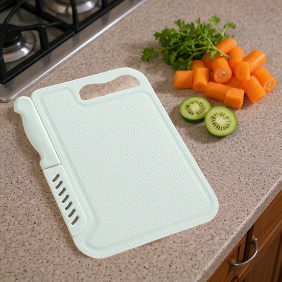 Portable Cutting Board Set with Knife Peeler, Food Grade Plastic Foldable Chopping Board, All in One Kitchen Tool for Travel Picnics, Compact Fruit Vegetable Prep Set