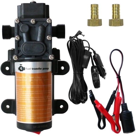 Steauty 12V 75W Gas Transfer Pump, 110 GPH for Gas and Diesel, with Cigarette Lighter Plug, for Cars, Trucks, Boats