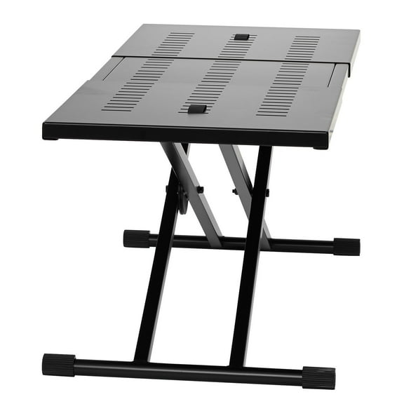 Portable DJ Stand & Laptop Table, 32"-43" Adjustable Height DJ Controller Stand, Foldable DJ Booth with Double-X Keyboard Stand for Mixer & Equipment