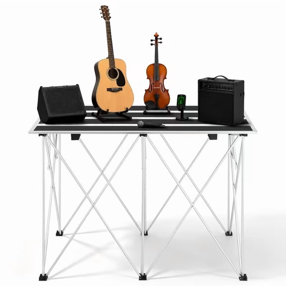Portable DJ Table Stand DJ Controller Stand DJ Desk DJ Booth 35.4in Height DJ Stand For Laptop/Synth DJ Mixer Stand/Electronic keyboard with Aluminum Alloy Keyboard Stand w/48" x 24" Table Top