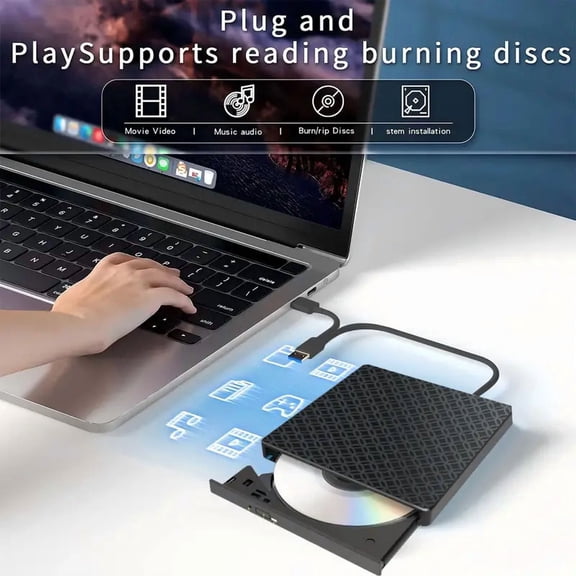 [Portable DVD Player] Portable USB 3.0 DVD Player | External CD/DVD Burner Drive Compatible with Laptop, Notebook, Desktop Computer