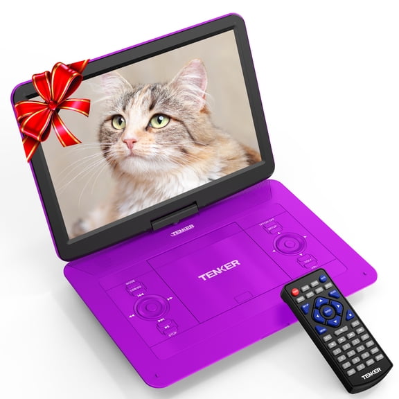 17.9" Portable DVD Player, 6 Hours Rechargeable Battery, Car DVD Player, Support USB/SD Card/Sync TV, 1080P, Purple