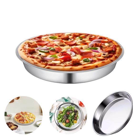 Portable Deep Pizza Pan,Stainless Steel Pizza Pan,Rustproof,Reusable Bakeware Tray,Reusable Round Tray for Home,Kitchen,1pack,10.2in